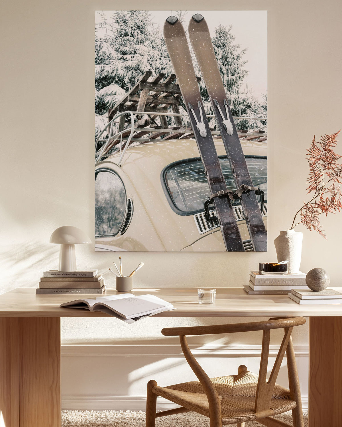 Skis and Snowfall Canvas print