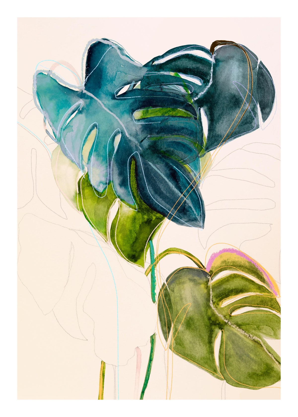Leigh Viner - Blue Monstera Print