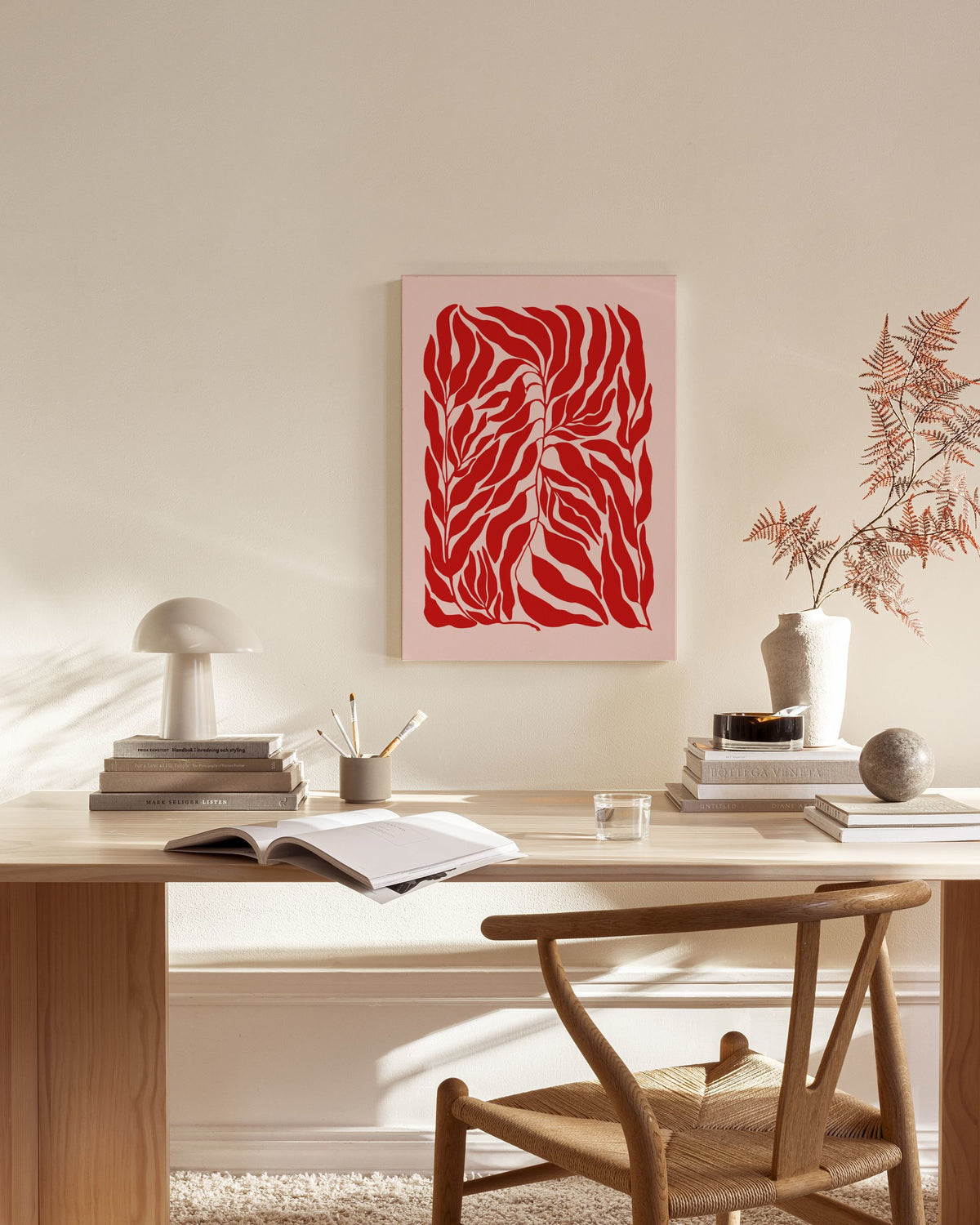 The Print Republic - Red & Pink Botanical Canvas print