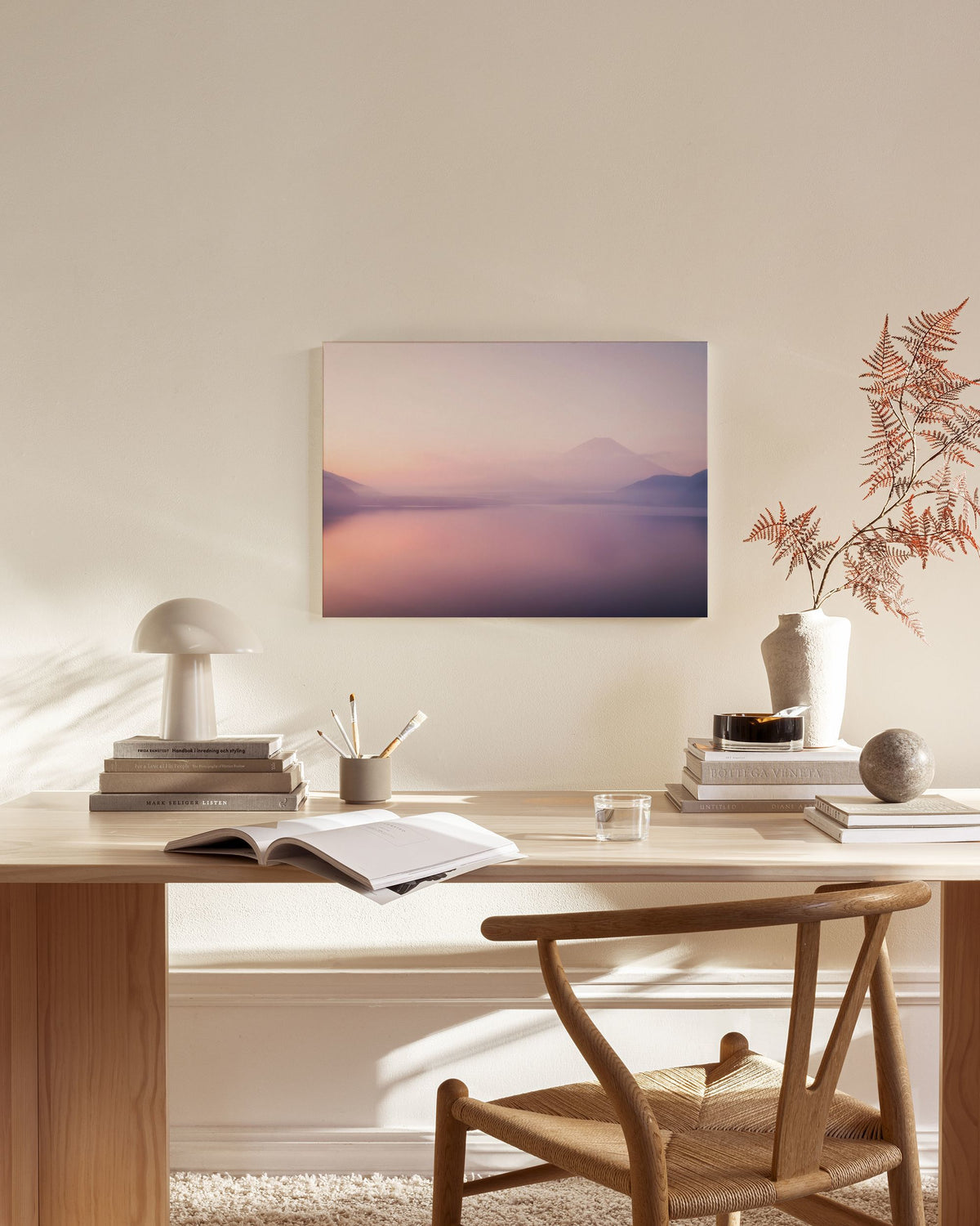 Fuji Mountain Over Foggy Lake Canvas print