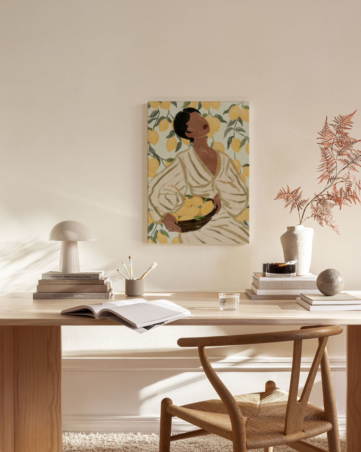 Woman in Citrus Garden Canvas print