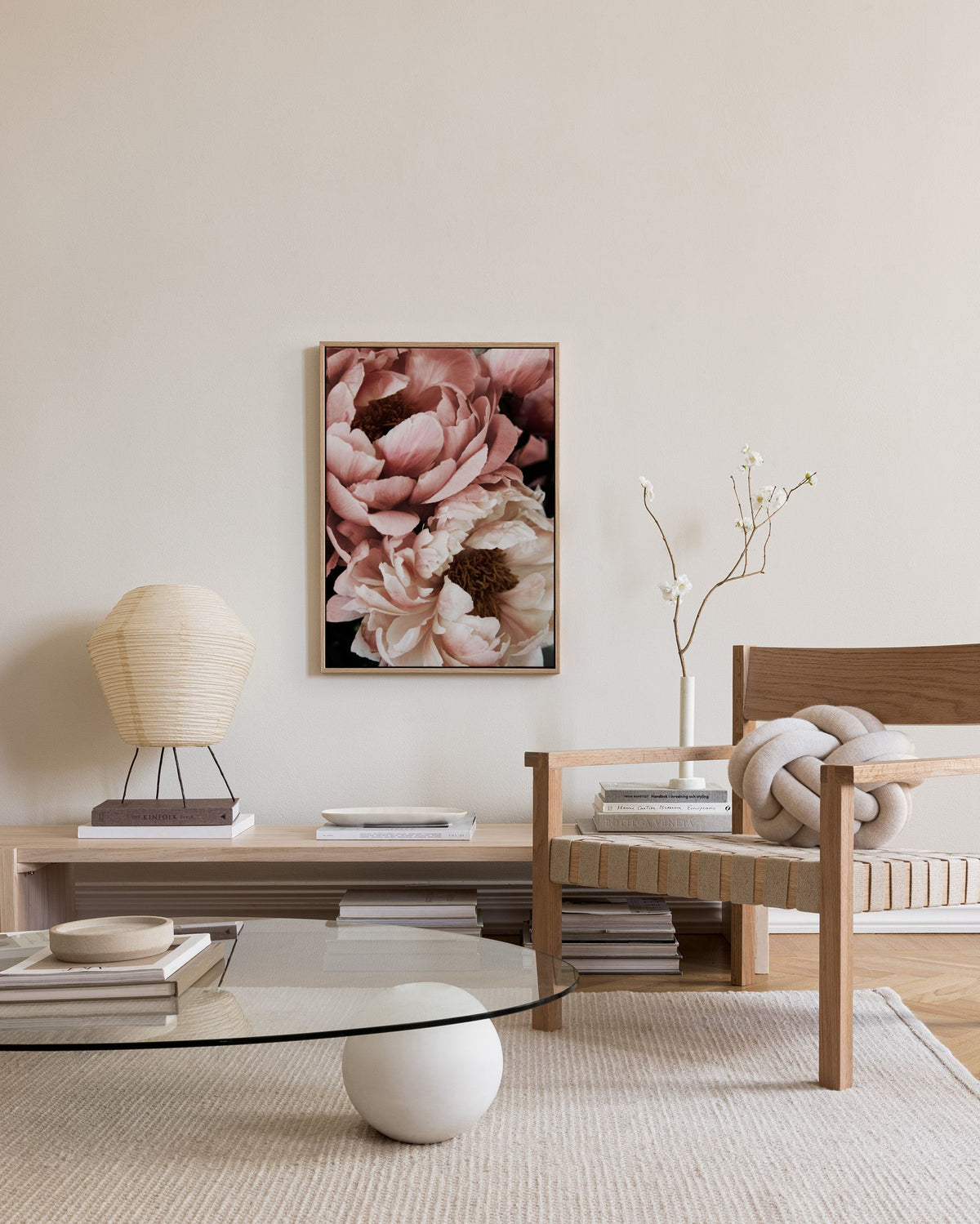 Coral Sunset Peony Canvas print