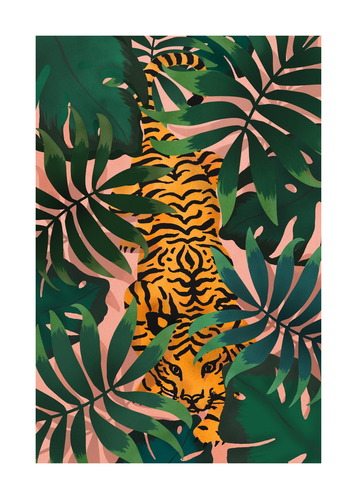 Tiger In Jungle Print