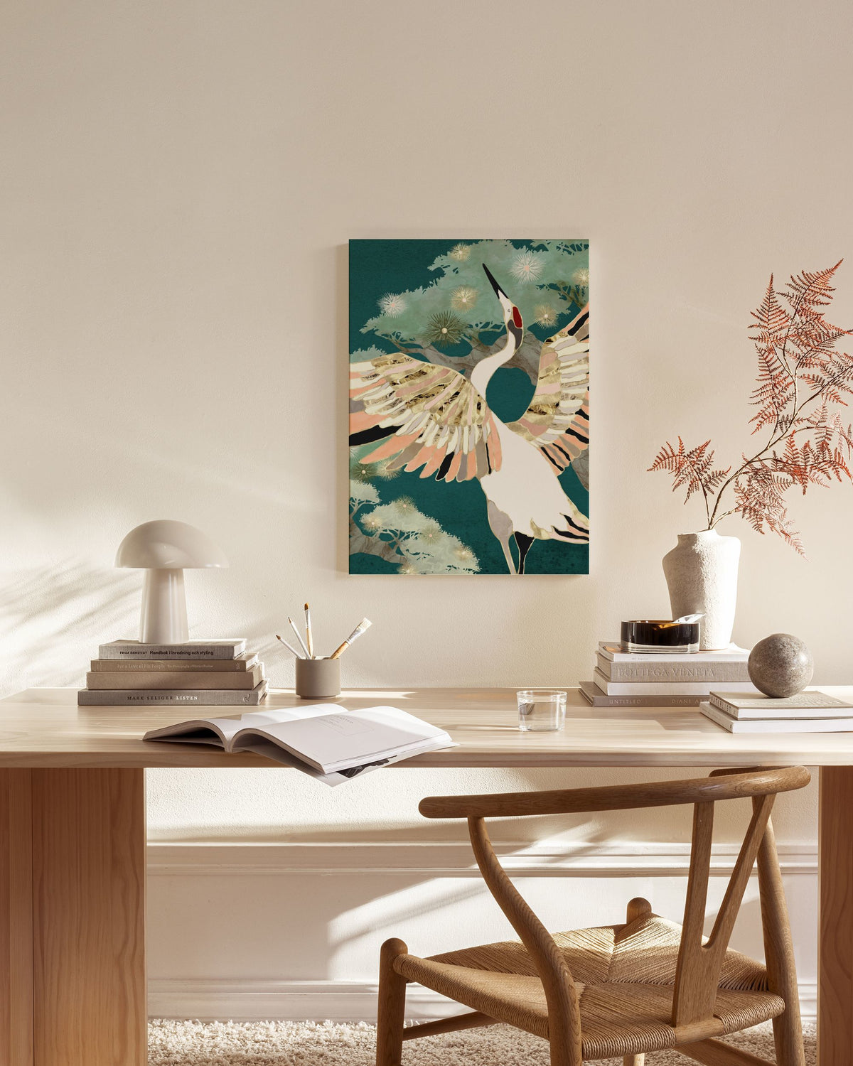 SpaceFrog Designs - Golden Crane Canvas print