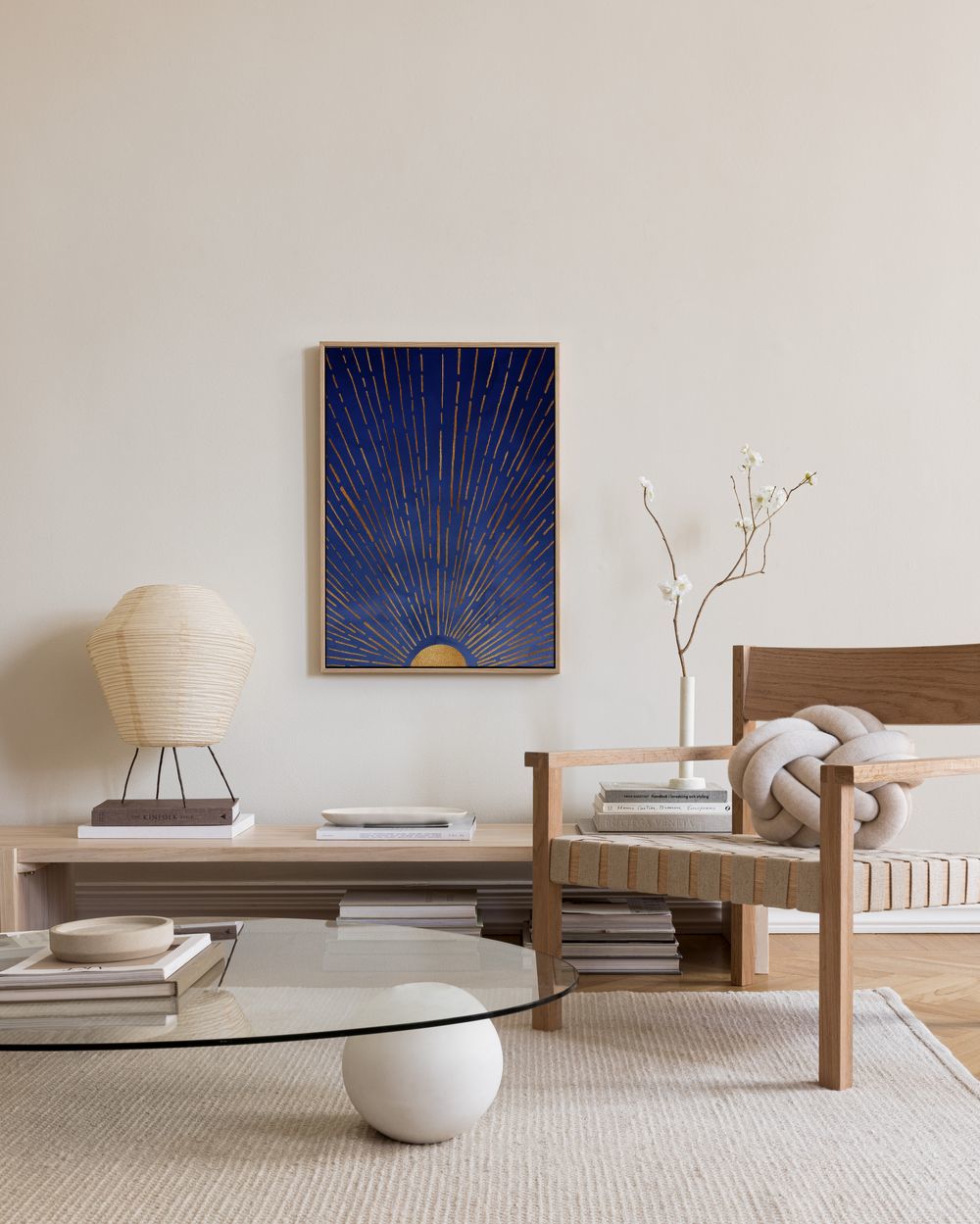 Kristian Gallagher - Twilight Blue and Metallic Gold Sunrise Canvas print