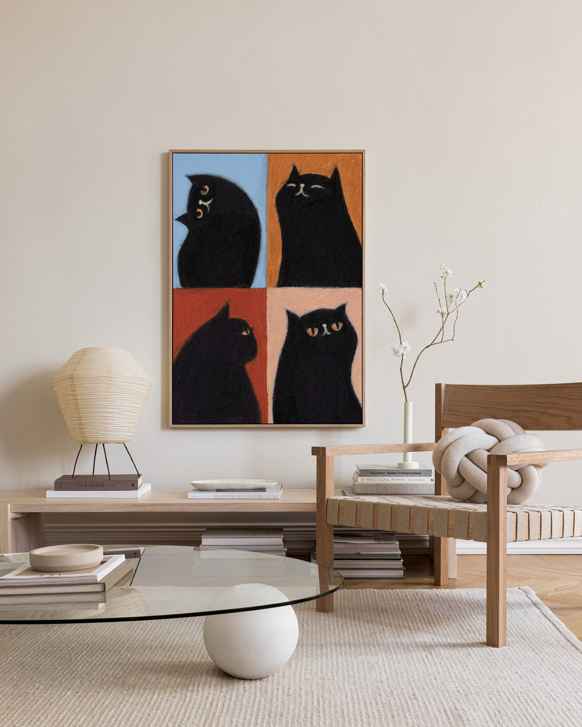 Black Cat Quadrant Canvas print