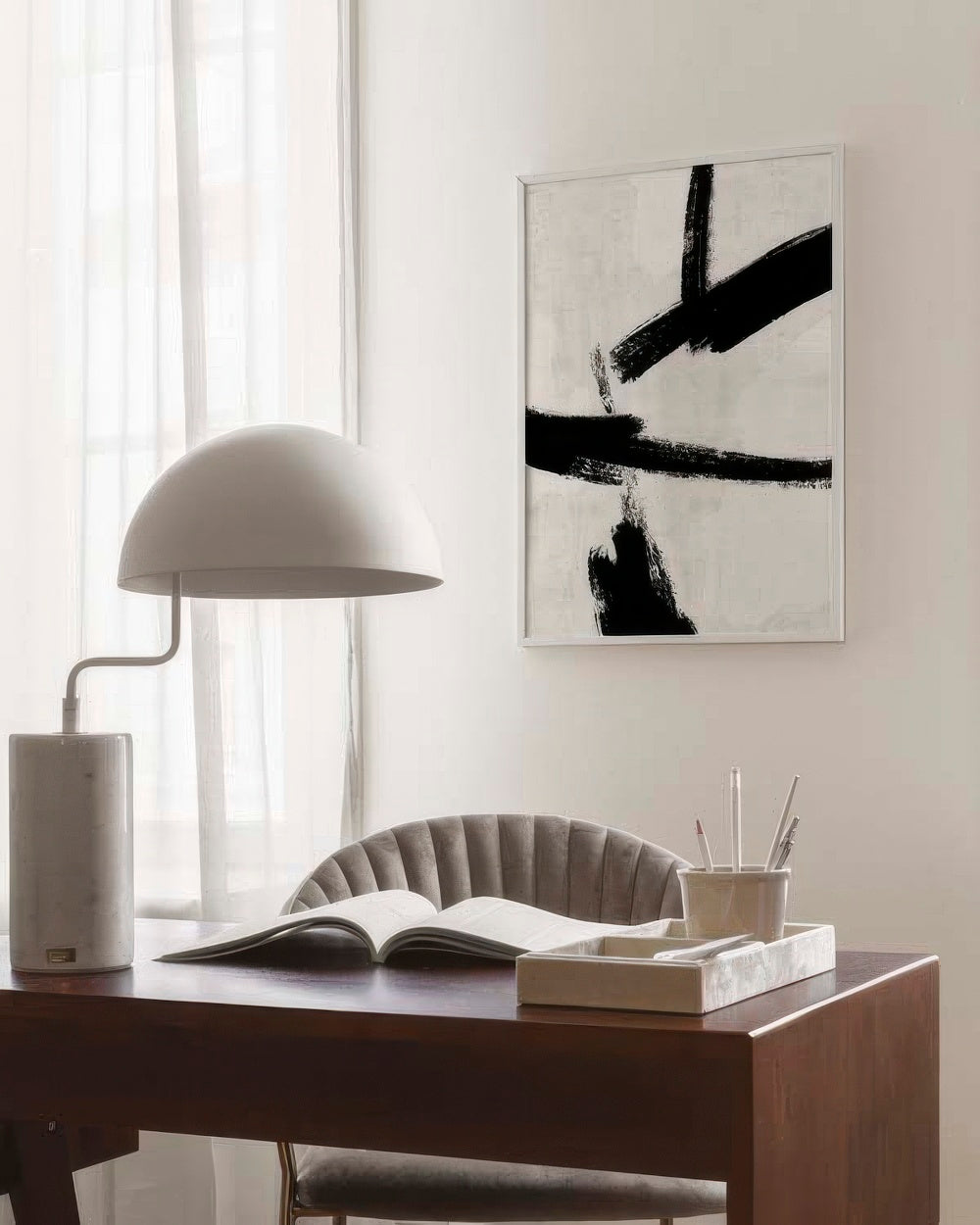 Black Brush Strokes No2 Print