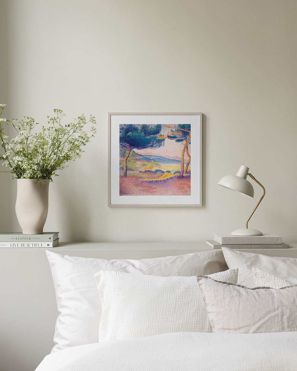 Henri-Edmond Cross - Pines Along the Shore Square Print