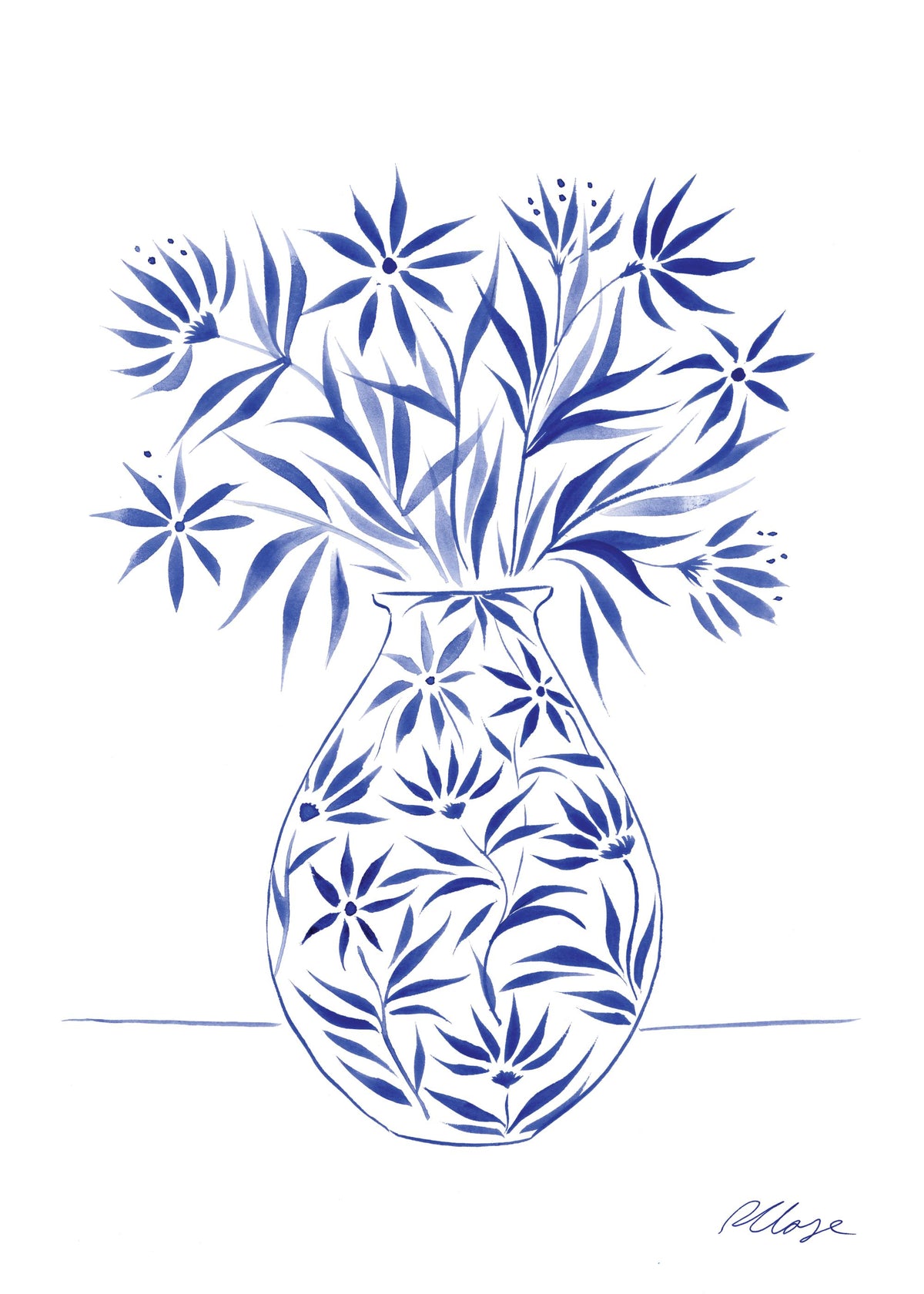 Rosanna Corfe - Blue Blooms Print