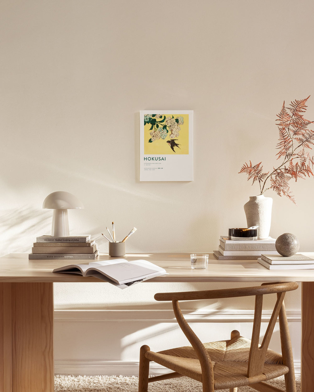 Hokusai - Hydrangea and Swallow Canvas print
