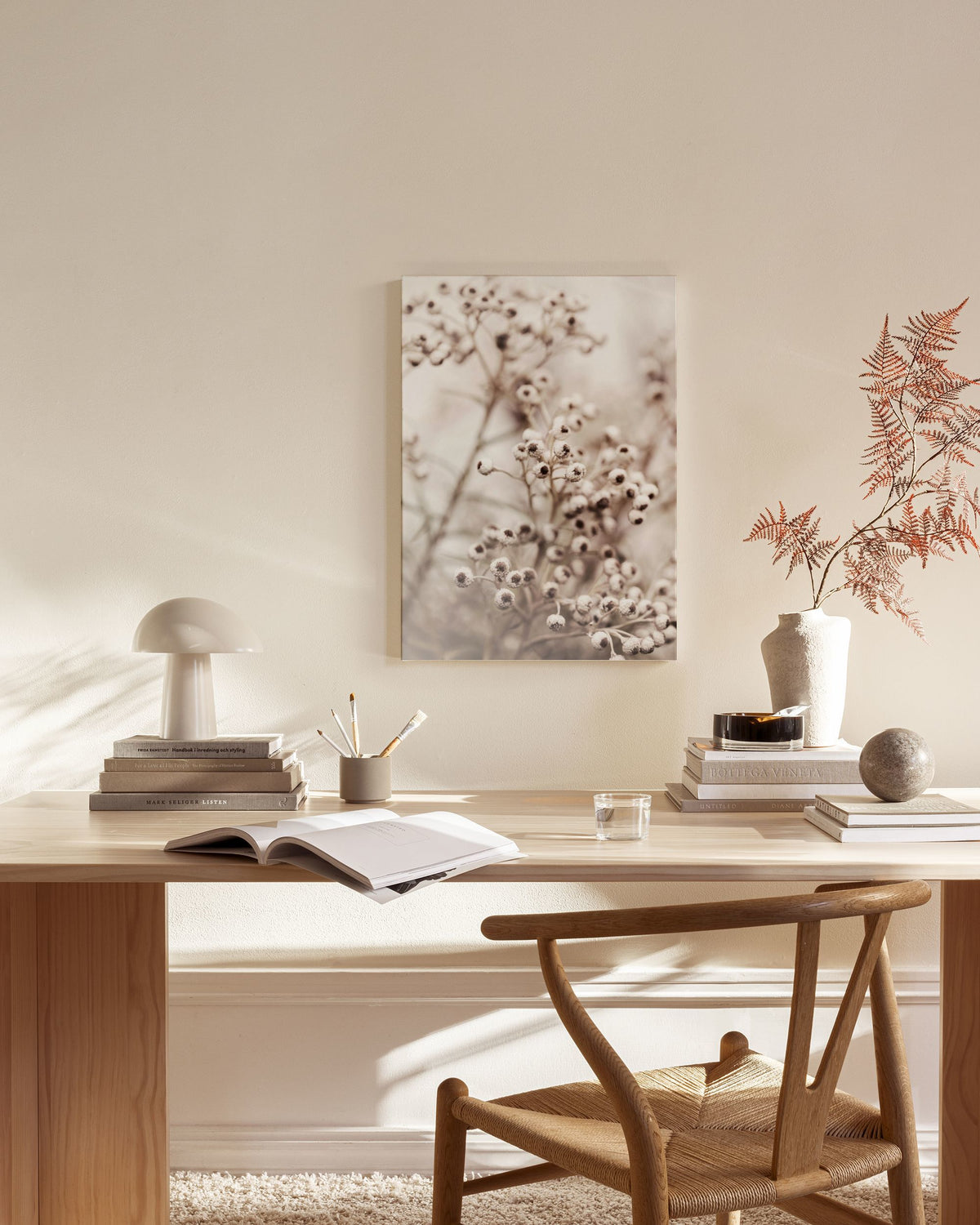 Beige Botanical Bokeh No2 Canvas print