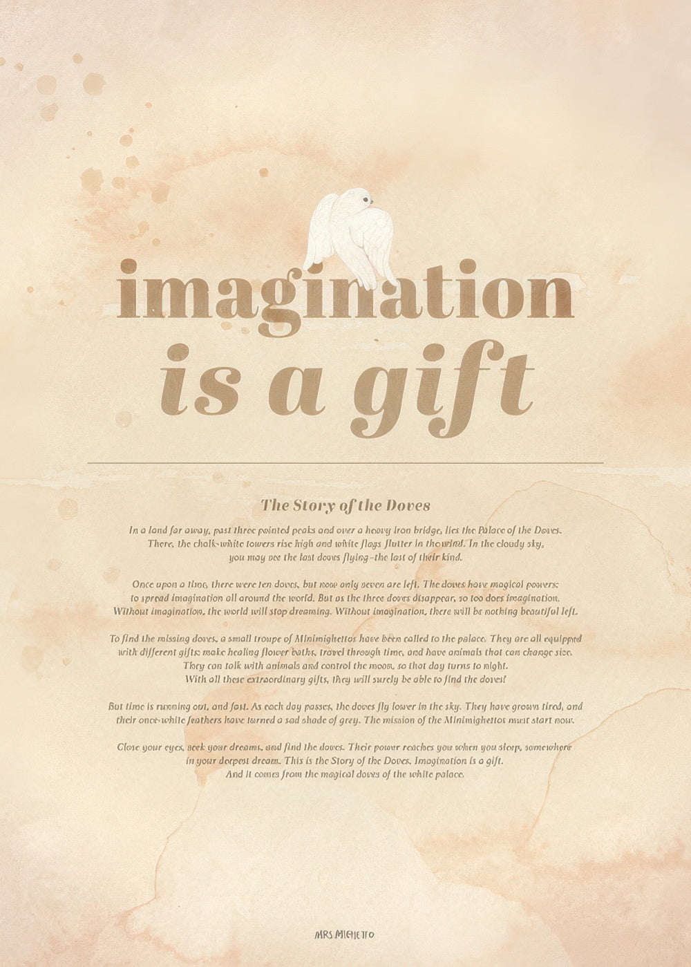 Mrs Mighetto - Story of the Doves Beige Print
