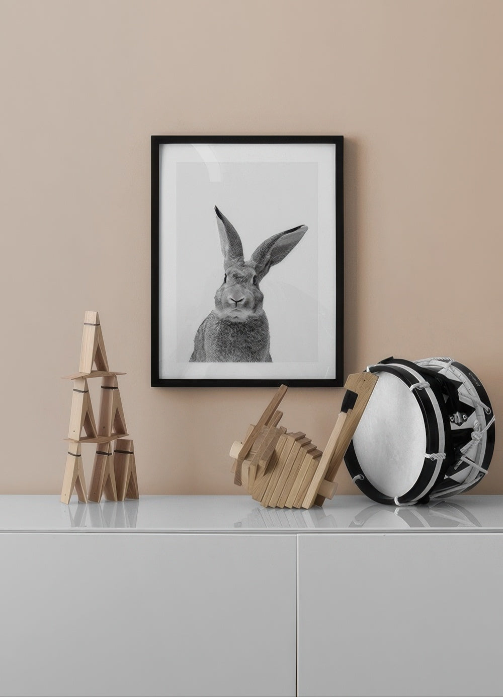 Black and White Rabbit Print
