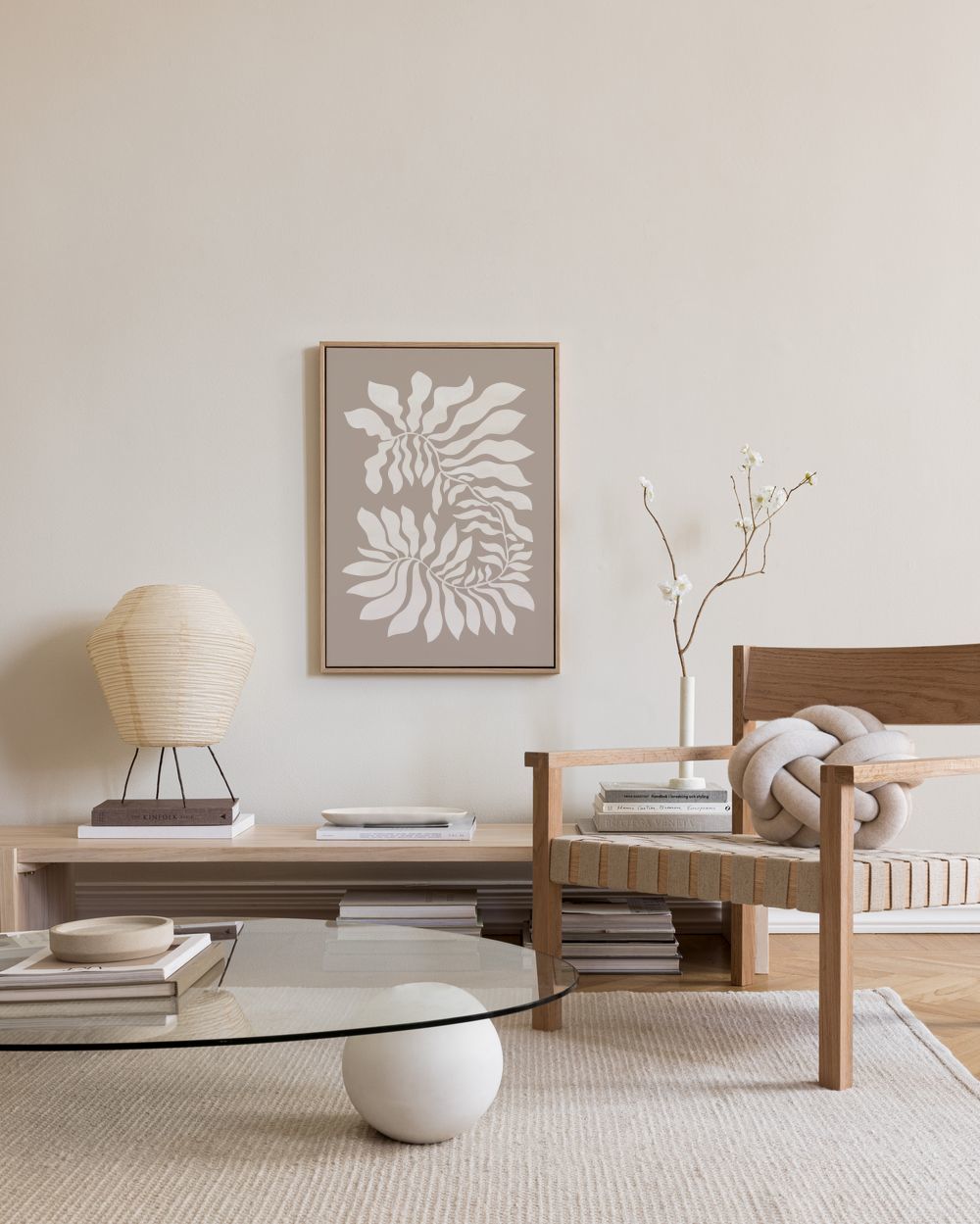 Beige Graphic Plant Canvas print