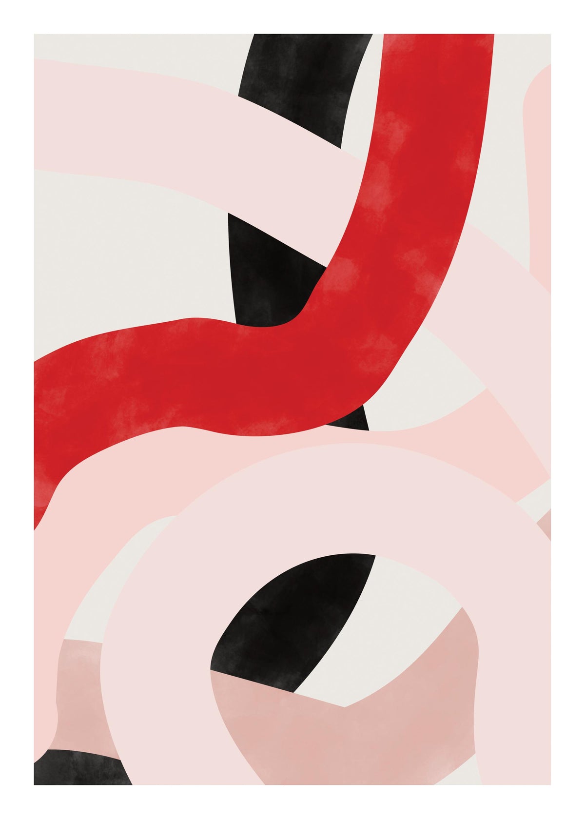 The Print Republic - Red & Pink Abstract Shapes Print