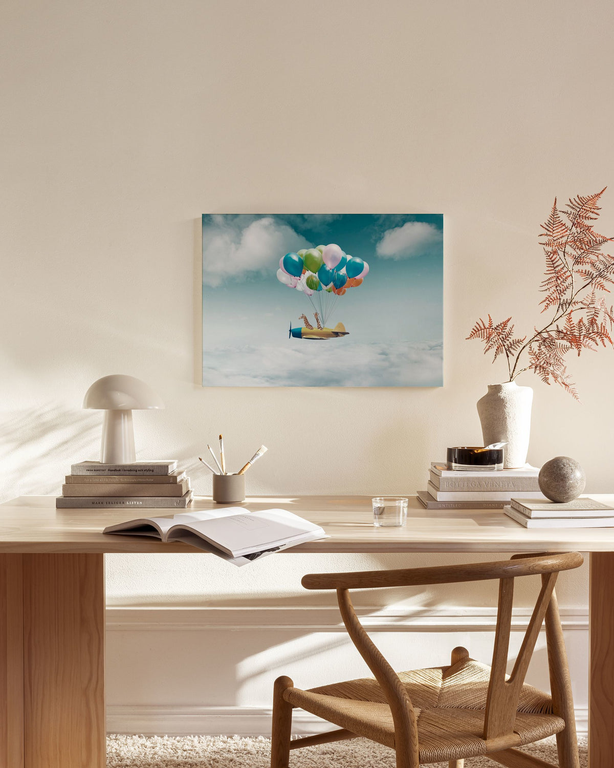Airplane With Balloons Canvas print