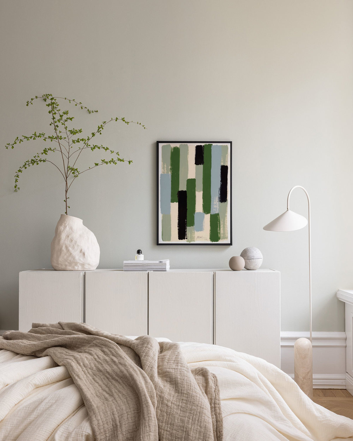 Green Brush Strokes Canvas print