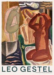 Leo Gestel - Two Bathing Women and a Bridge Figure Print