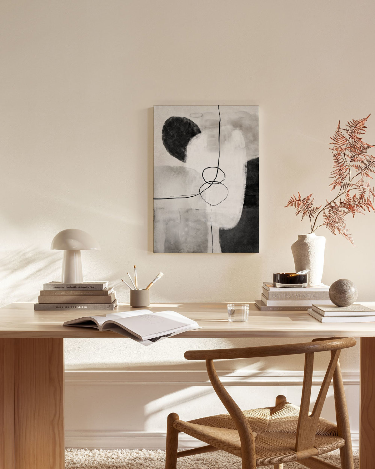 Painted Monochrome Shapes No1 Canvas print