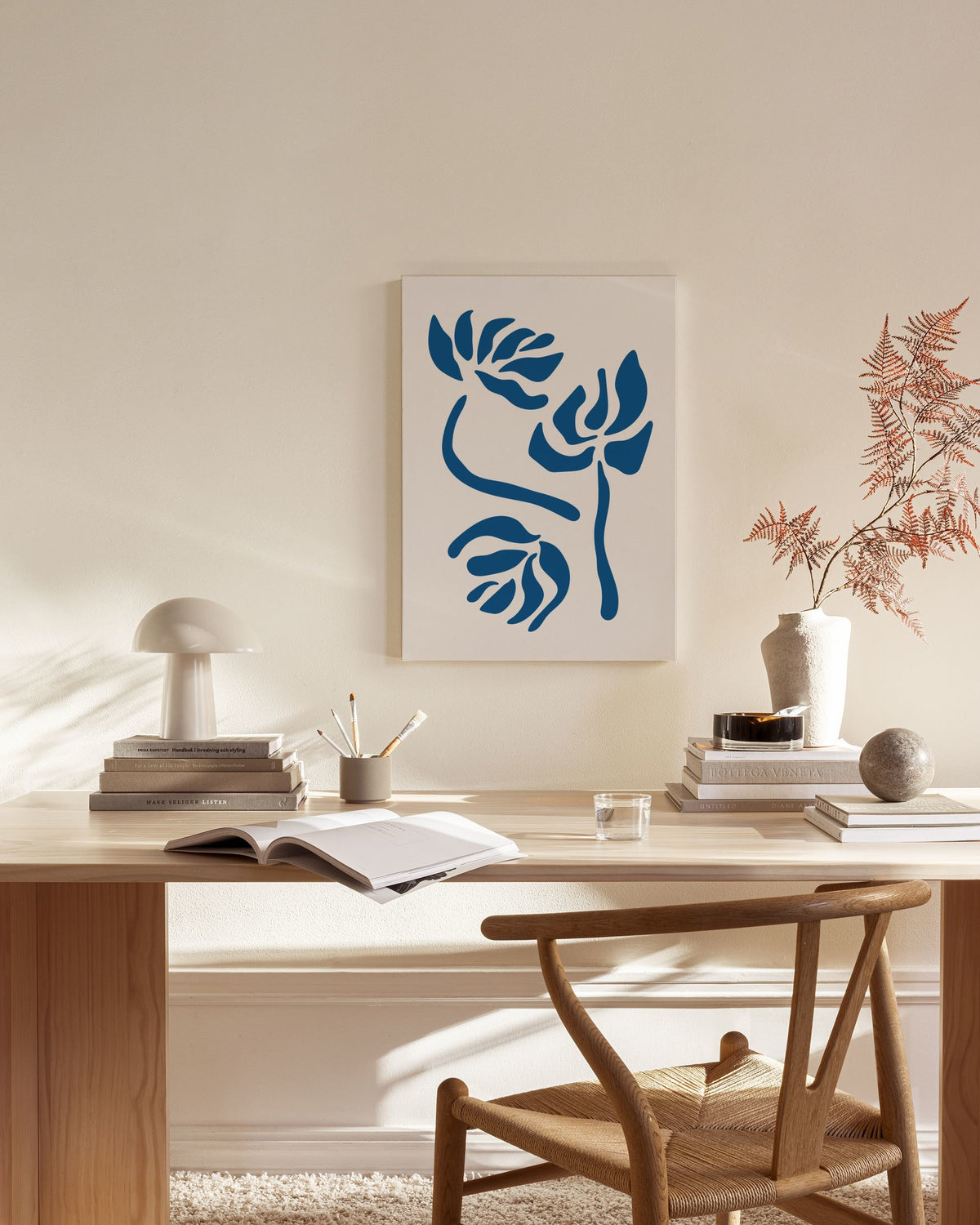 Blue Graphic Flowers Canvas print