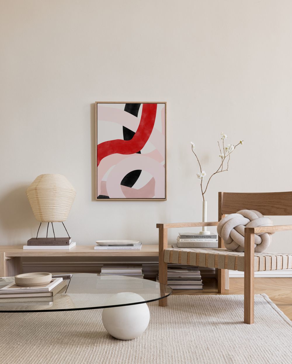 The Print Republic - Red & Pink Abstract Shapes Canvas print