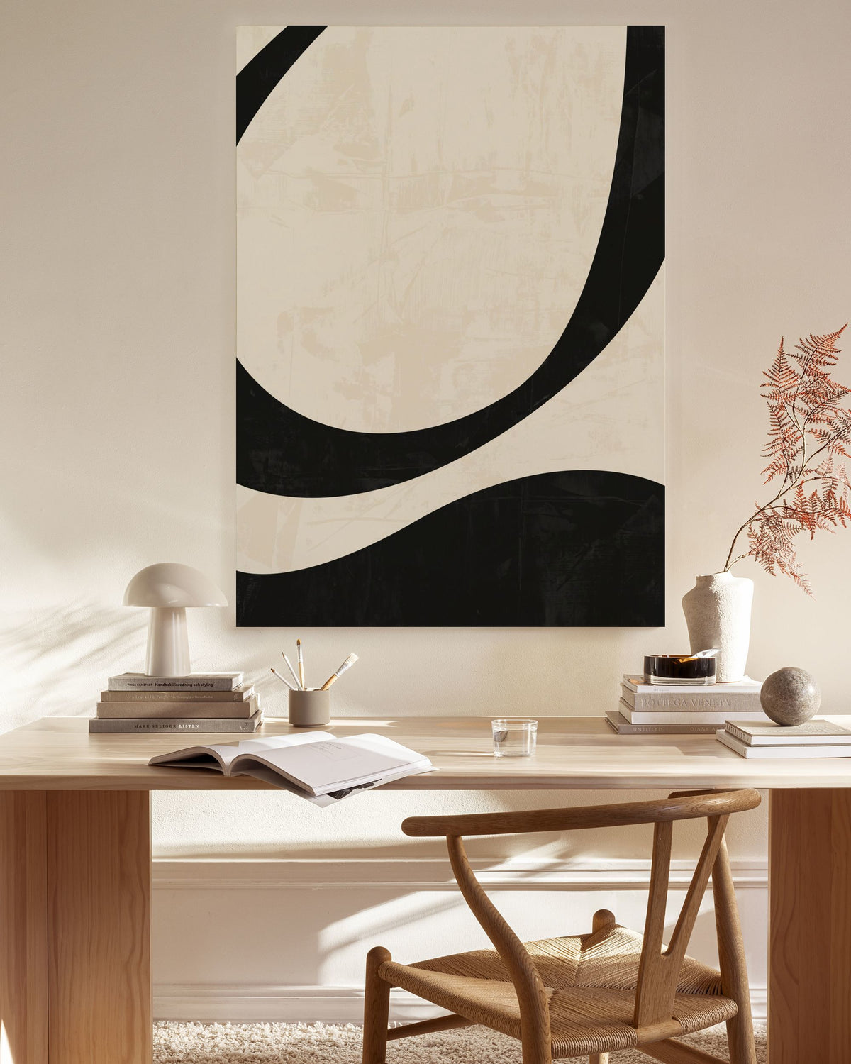 Black and Beige Centerpiece No2 Canvas print