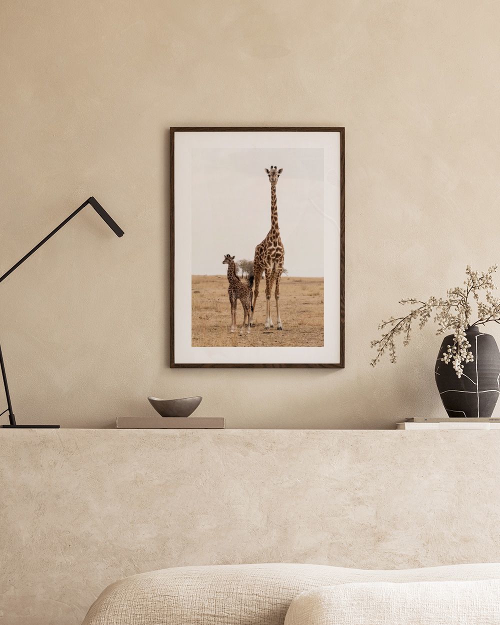 Mother and Baby Giraffe Print