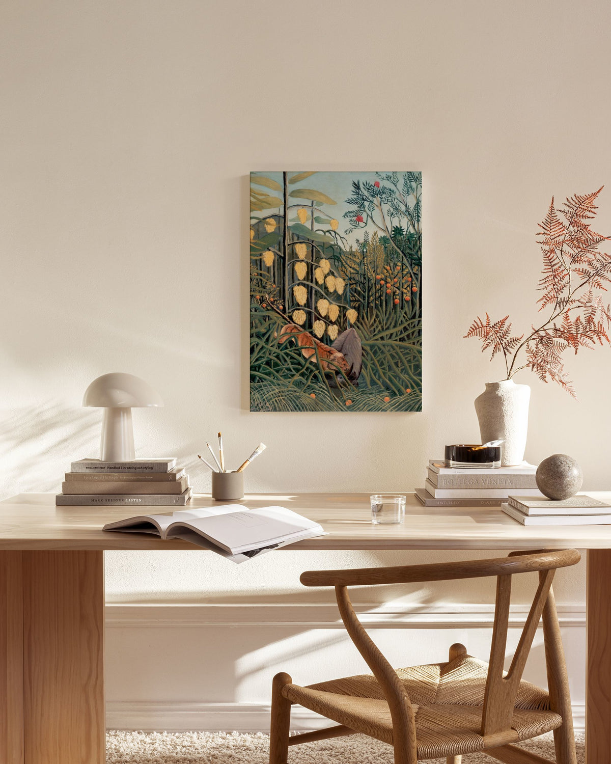 Rousseau - In a Tropical Forest. Struggle Between Tiger and Bull Canvas print