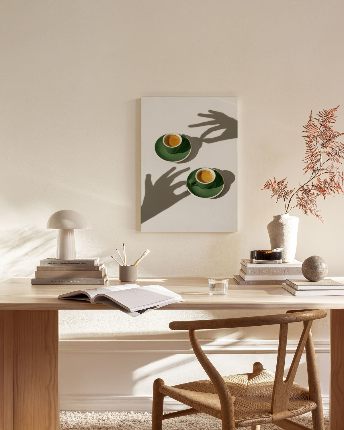 Green Coffee Cups Canvas print