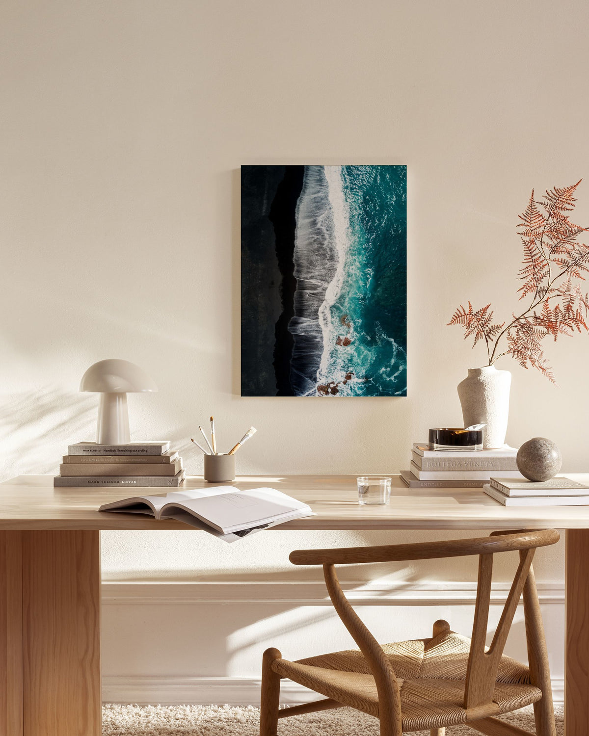 Black Beach Above Canvas print