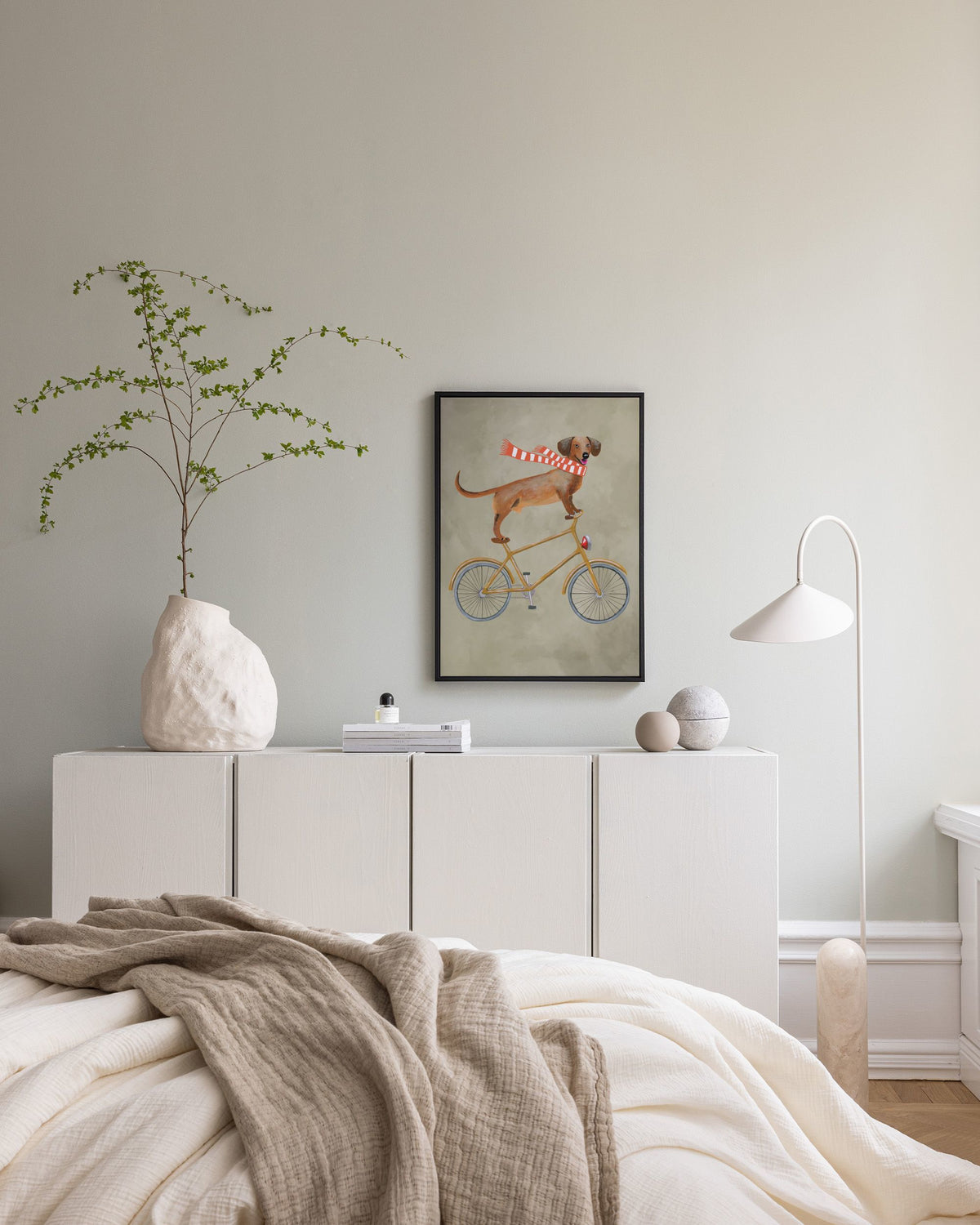 Coco De Paris - Dachshund on Bicycle in the Winter Canvas print