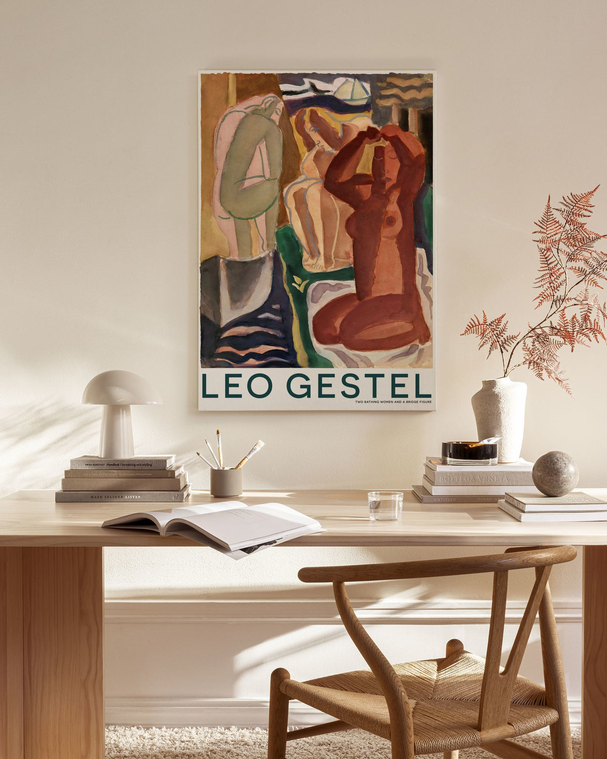 Leo Gestel - Two Bathing Women and a Bridge Figure Canvas print
