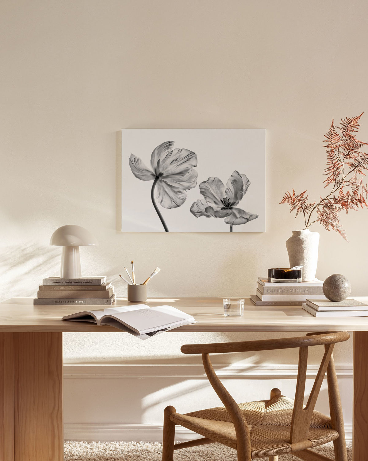 Black and White Tulips Canvas print