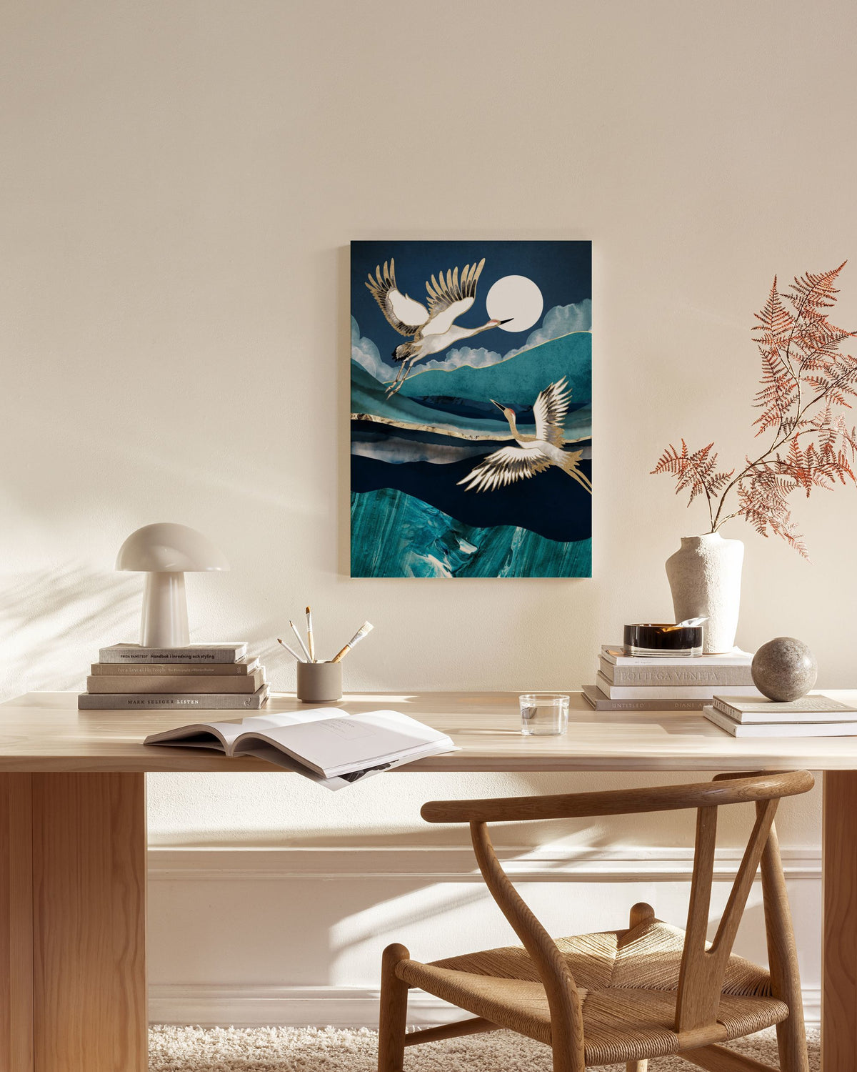 SpaceFrog Designs - Midnight Cranes Canvas print