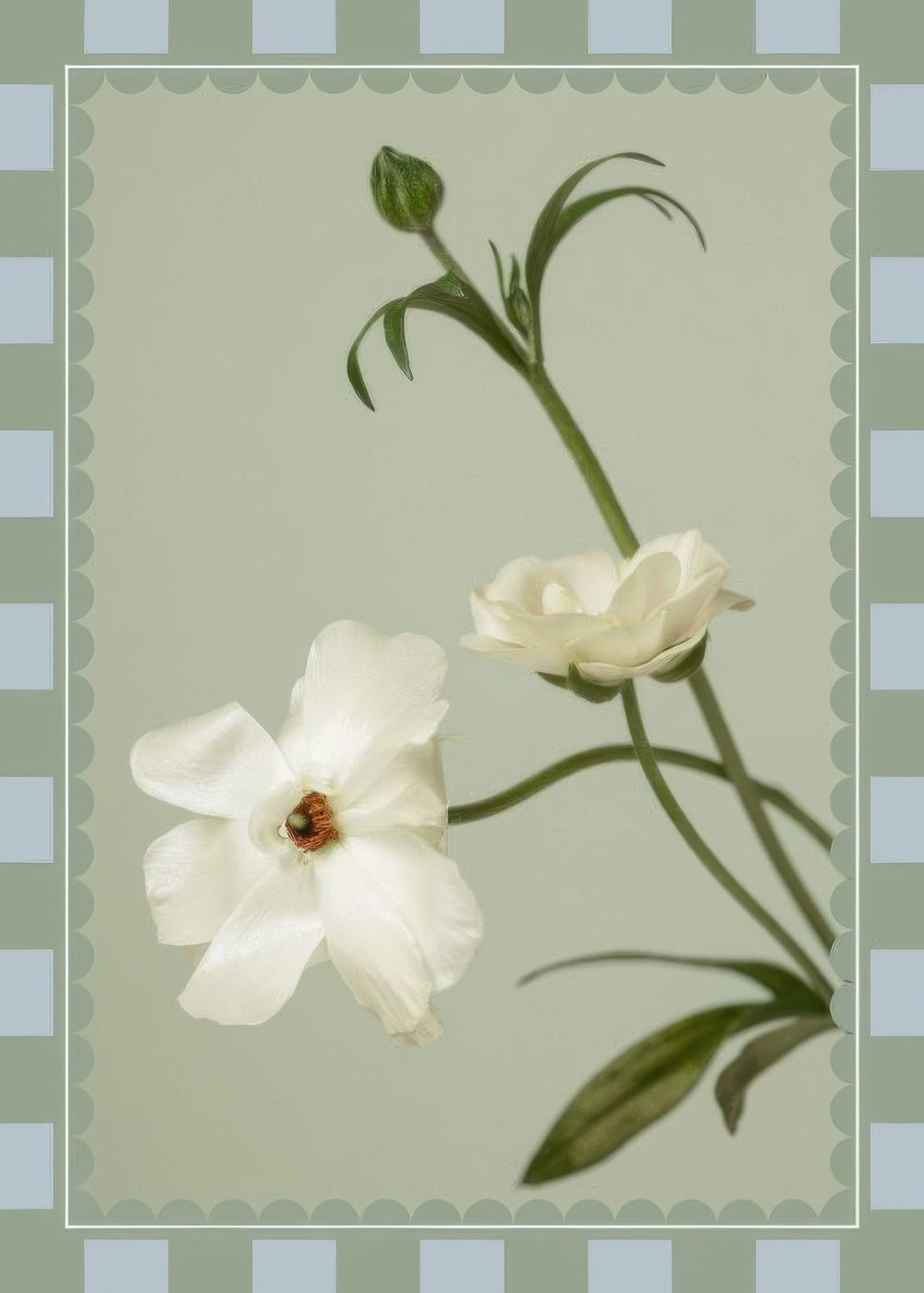 Checkered Flower No1 Print