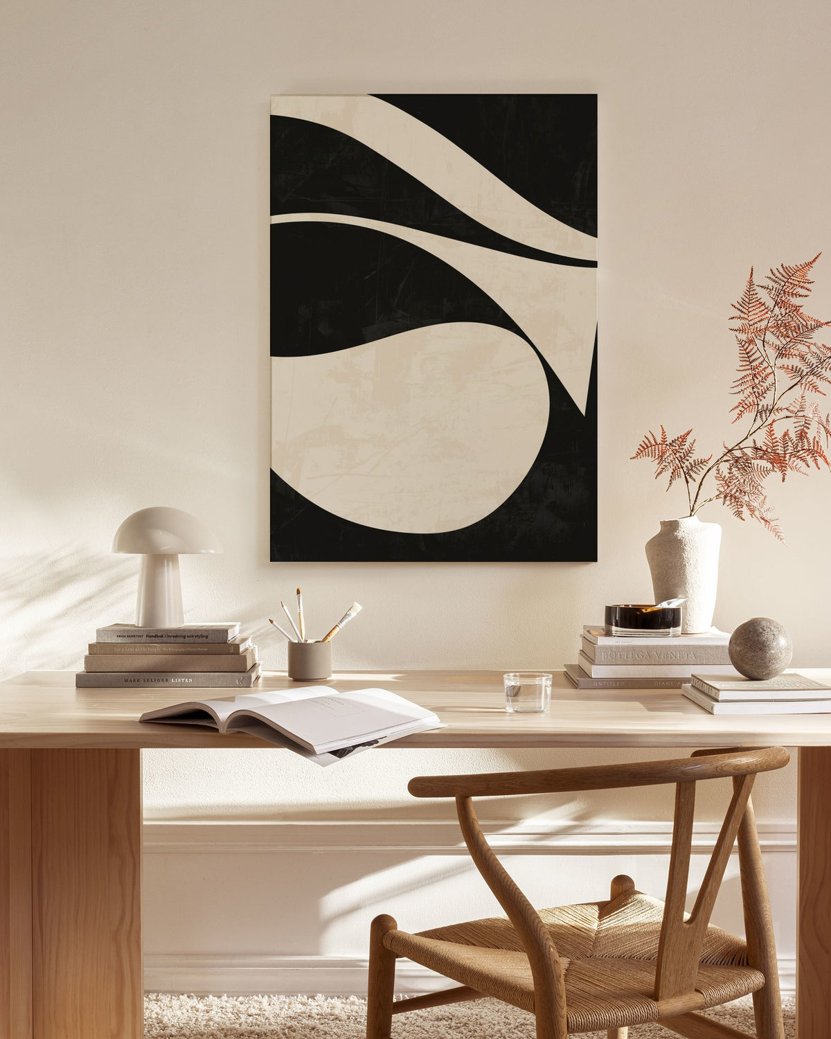 Black and Beige Centerpiece No1 Canvas print