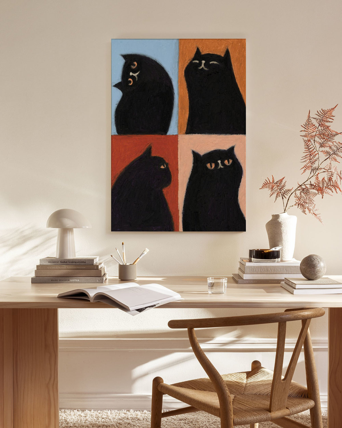 Black Cat Quadrant Canvas print