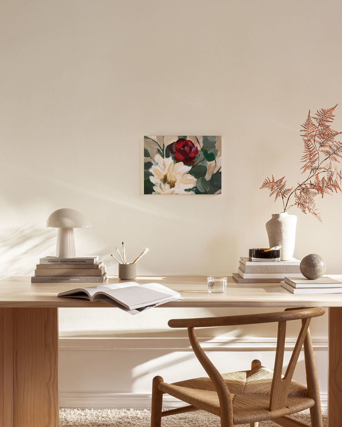 Crimson and Cream Blooms Canvas print