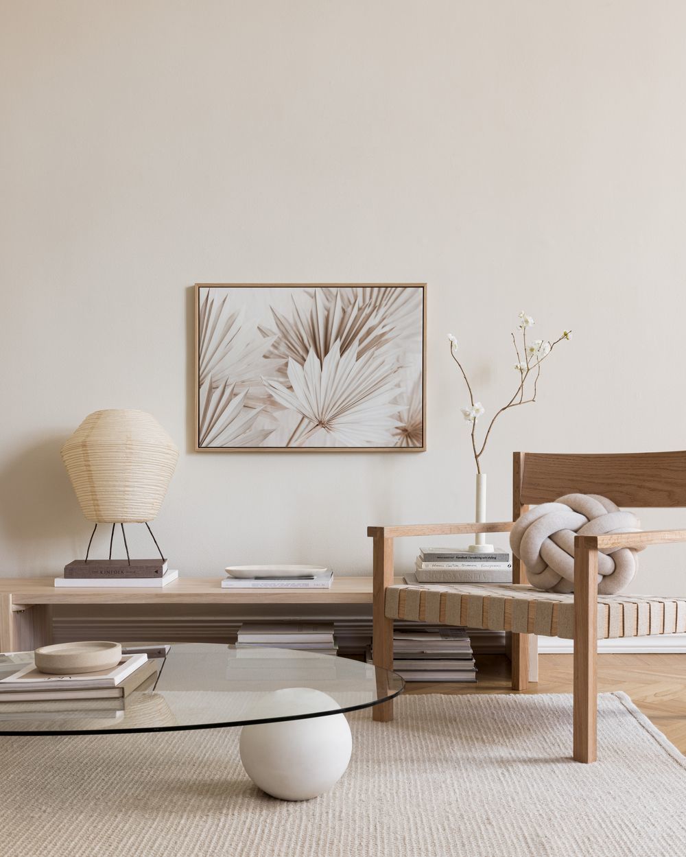 Beige Palm Leaves Canvas print