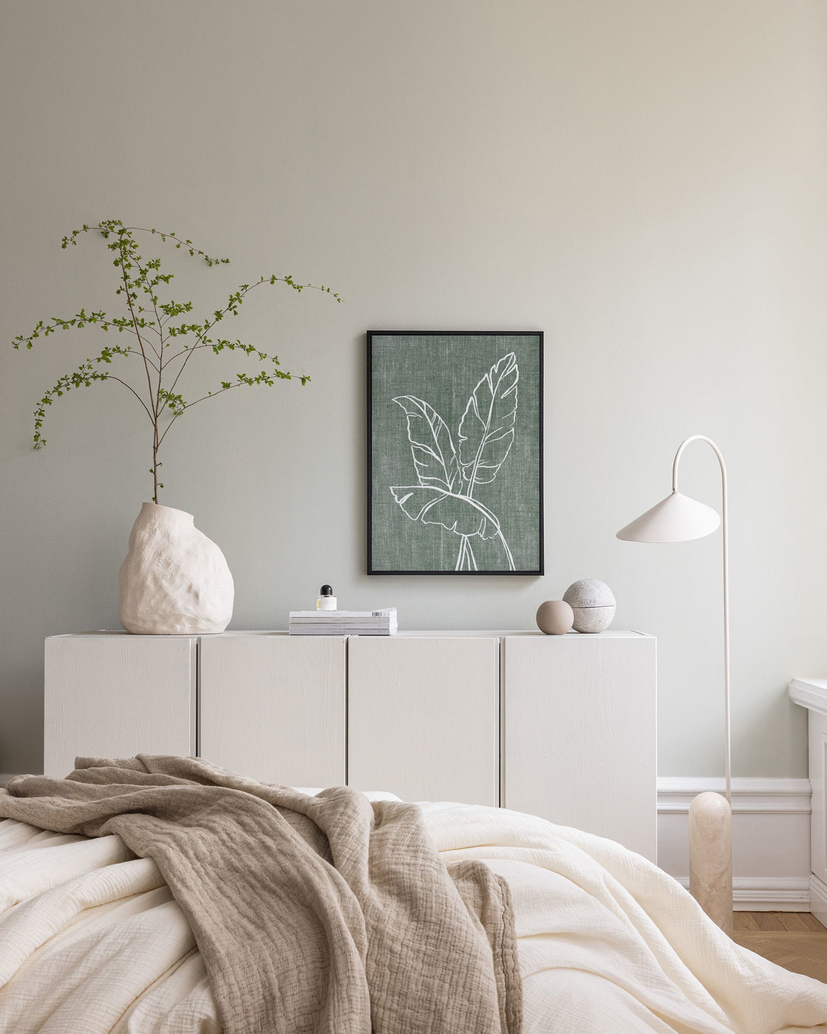 Green Linen Leaves Canvas print