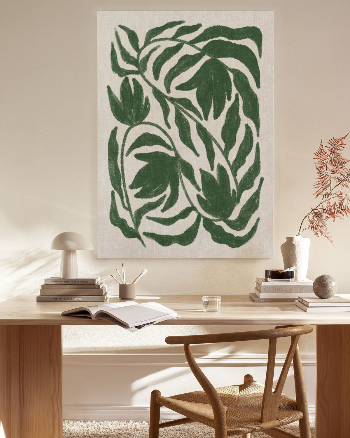 Green Botanical on Linen Canvas print