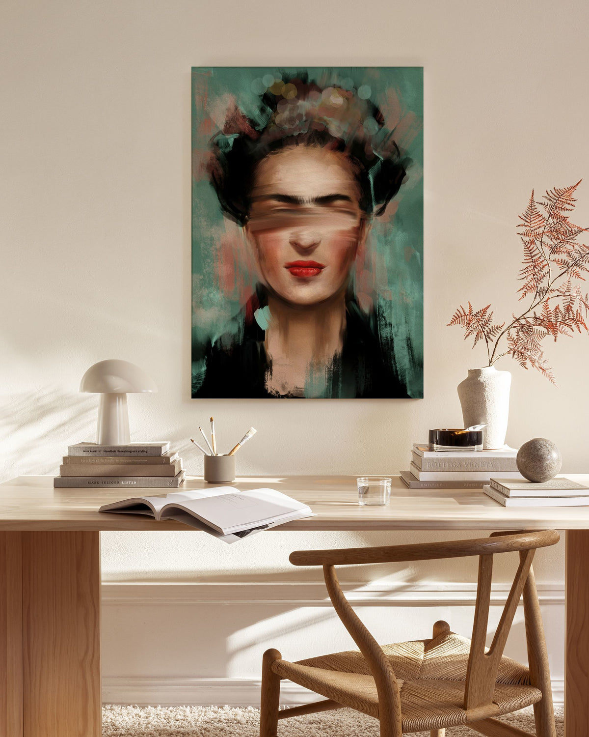 Kahlo in Green Canvas print