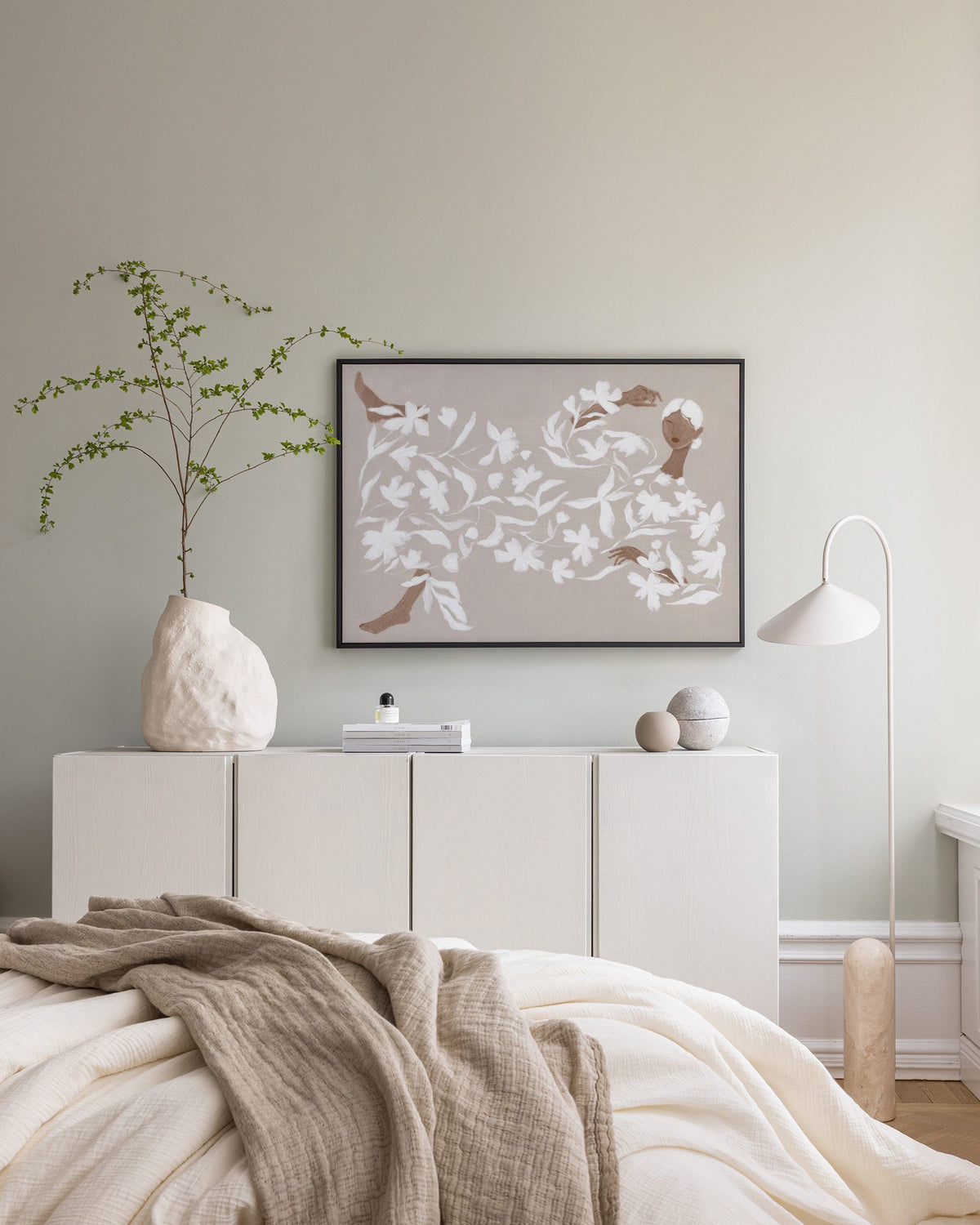 Lady in White Floral Dress Canvas print