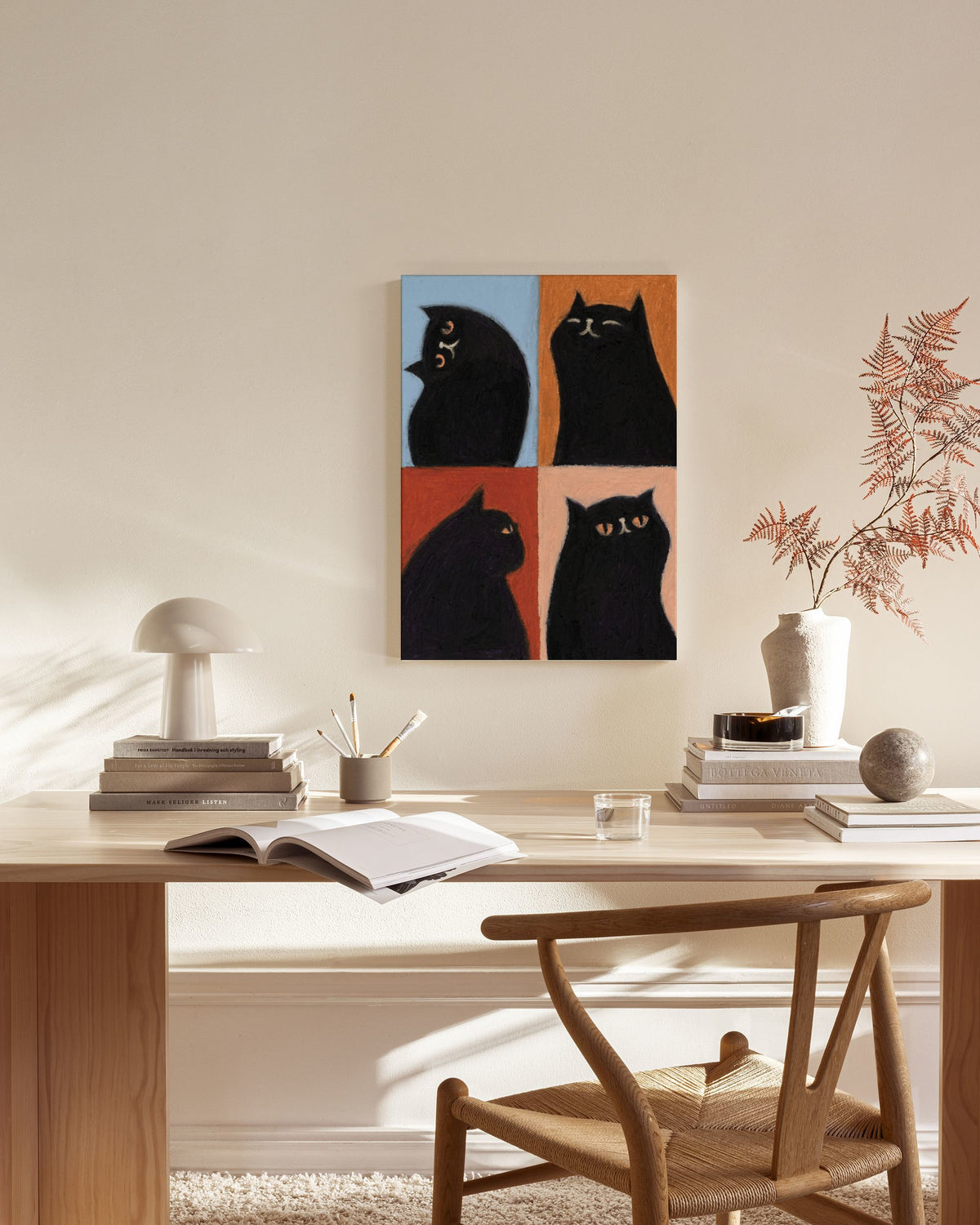 Black Cat Quadrant Canvas print