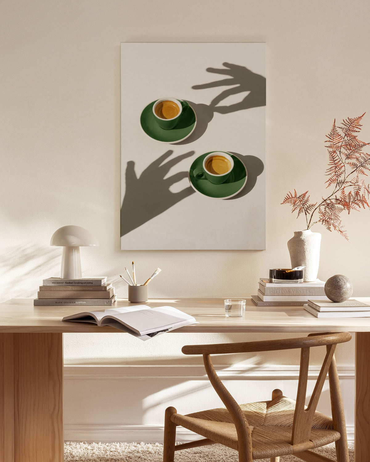 Green Coffee Cups Canvas print
