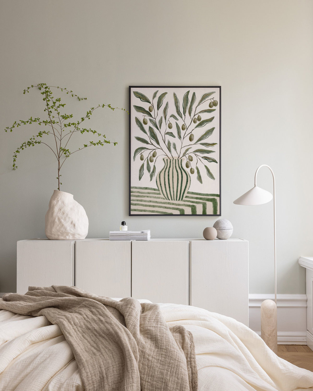 Olive Branches in Vase Canvas print