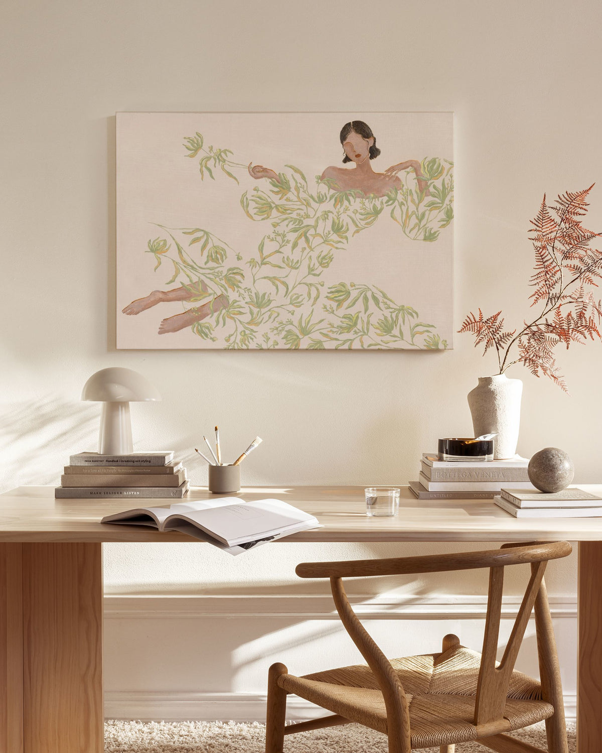 Lady in Green Floral Dress Canvas