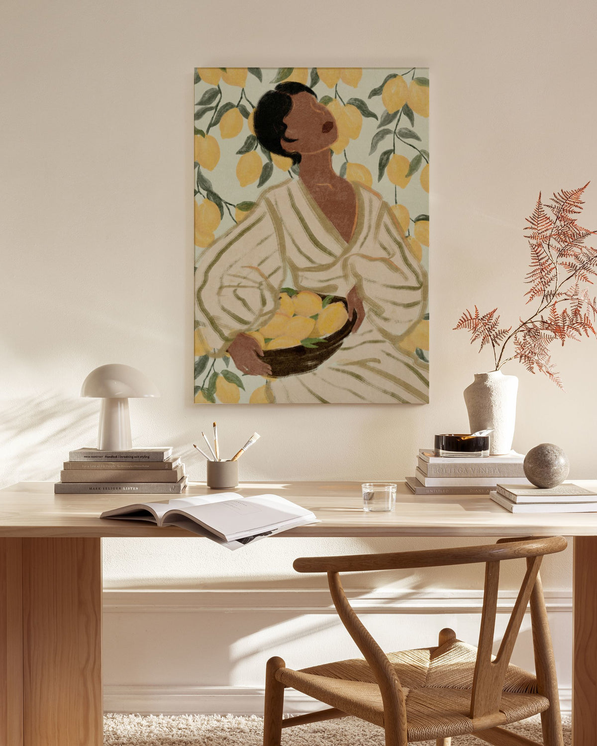 Woman in Citrus Garden Canvas print
