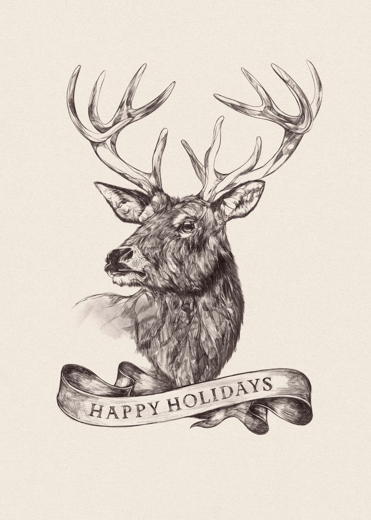 Happy Holidays Reindeer Print