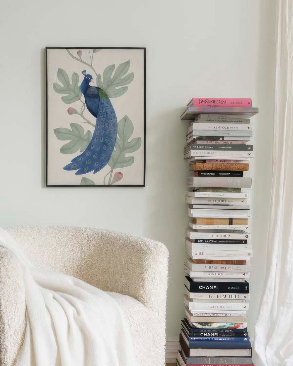 Vintage Blue Peacock Print